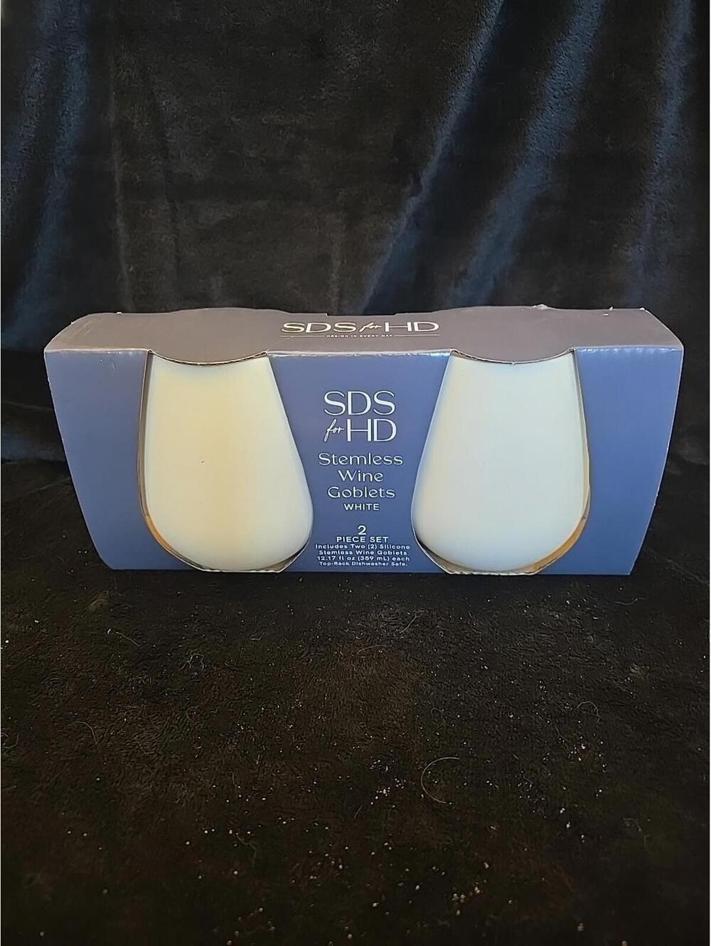 SDS for HD Designs Silicone Stemless Wine Goblets, White (2 pack) - NEW
